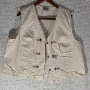 Elegant Embroidered Beige Vest